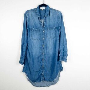 Anthropologie | Cloth & Stone Raw Hem Chambray Shirt Dress